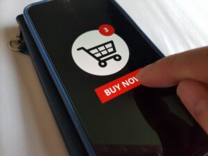 Red "Buy Now" button on e-commerce website design