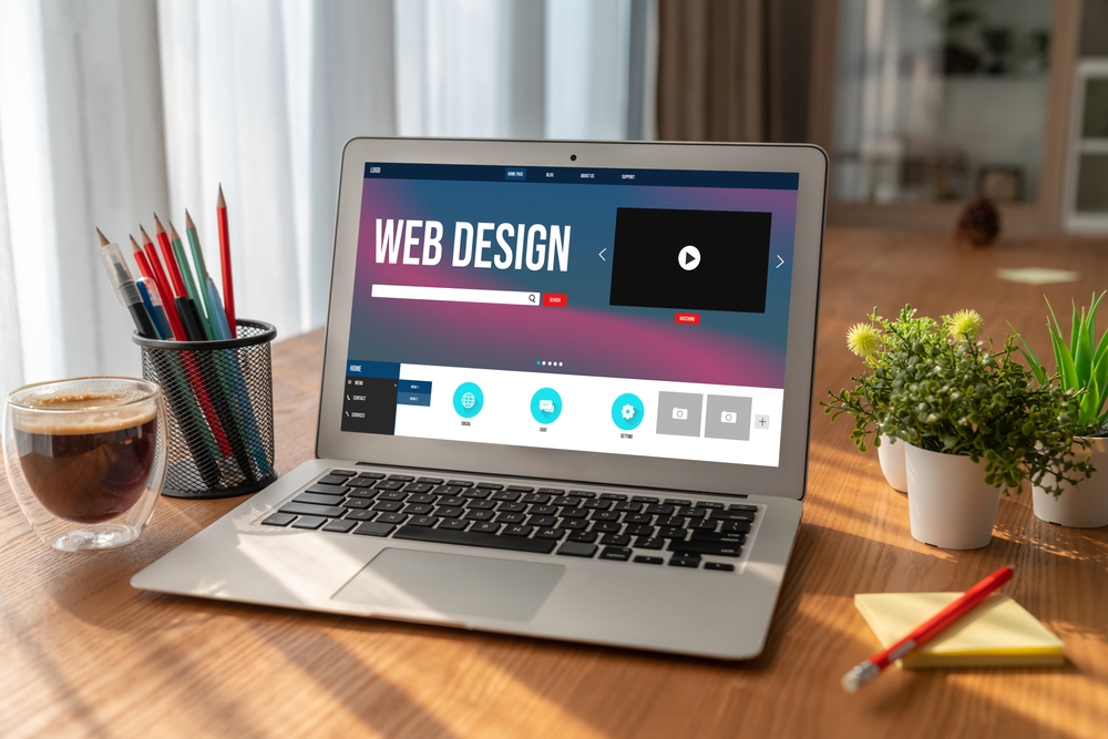 E-commerce website design in a laptop
